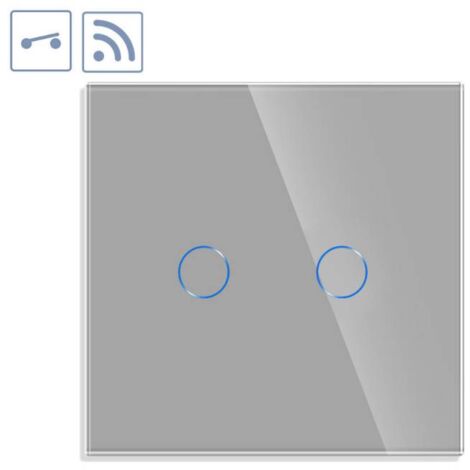 Interruptor / Conmutadpr táctil doble + WiFi KOOB frontal cristal gris