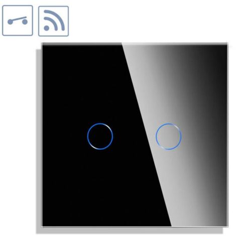 Interruptor / Conmutadpr táctil doble + WiFi KOOB frontal cristal negro