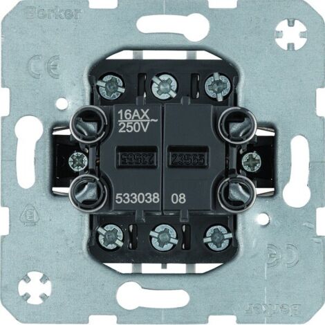 Interruptor de 2 teclas, doble universal (escalera), mecanismo, terminales de tornillo, One.Platform