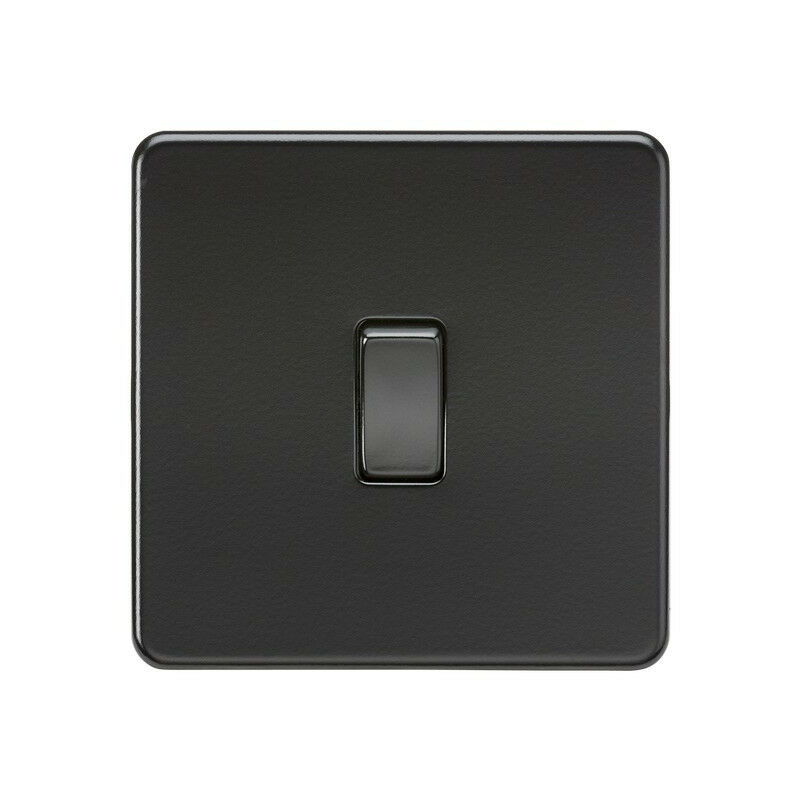 

Interruptor de 2 vías Knightsbridge sin tornillos 10AX 1G - Negro mate con balancín negro