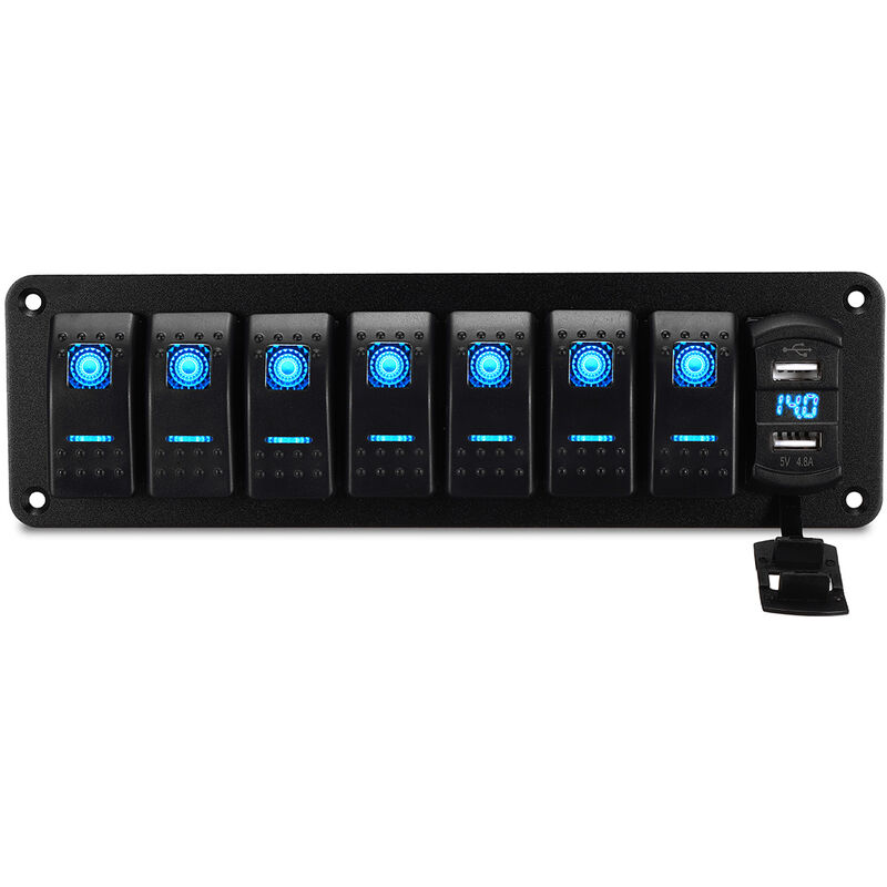 

Interruptor de 8 pandillas Interruptor disyuntor LED Auto-impermeable Coche Marina Barco RV (Azul, 8 Pandillas)