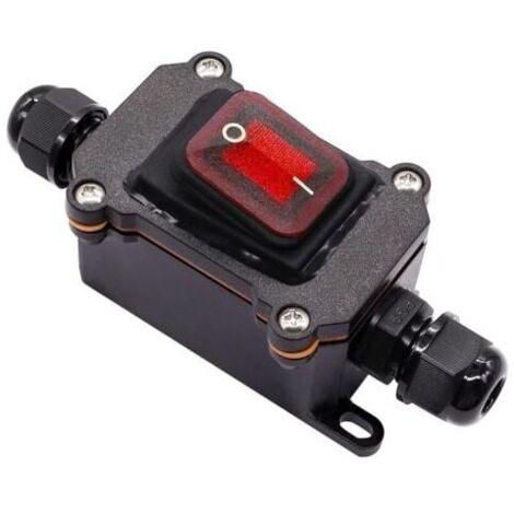 Interruptor de cable impermeable IP67 H-K062-KCD4-201N-RW 220V-LS, 4 terminales DPST, para exteriores, CA 220 V, con LED rojo, entrada y salida de línea dual