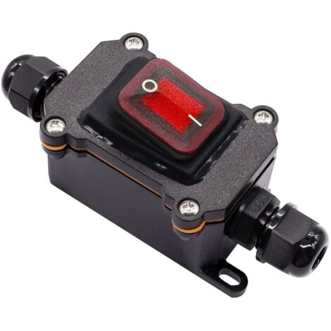 Interruptor de cable impermeable IP67, interruptor de encendido/apagado de línea, 4 terminales, DPST, interruptor exterior de 220 V CA con LED rojo, doble entrada y salida de línea, H-K062-KCD4-201N-R