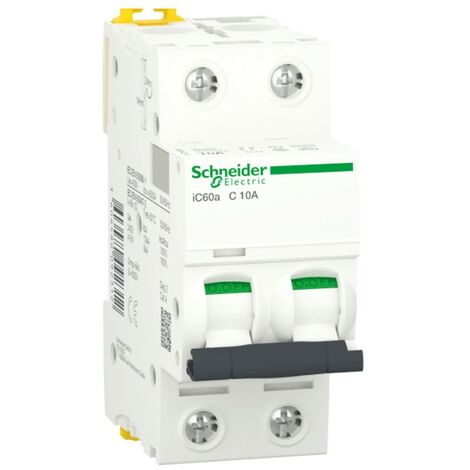 Interruptor de circuito-Schneider 2P 10A 4,5 KAC 2 módulos A9F64210
