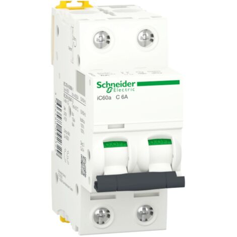 Interruptor de circuito-Schneider 2P 6A 4,5 KAC 2 módulos A9F64206