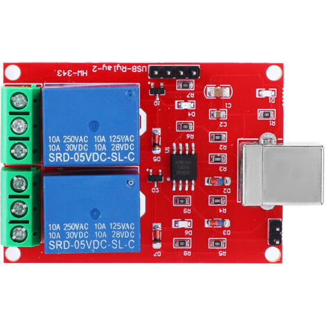 Interruptor de comandos USB 5 V, módulo de relé de 2 canales, interruptor de comandos inteligente para computadora/PC, interruptor de comandos USB.