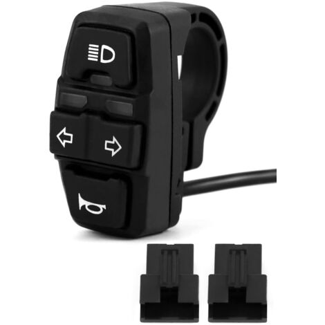 Interruptor de control de manillar de motocicleta 3 en 1: faro, intermitente y bocina, montaje en manillar de 22 mm (7/8 pulgadas) para motocicleta, bicicleta eléctrica y scooter eléctrico