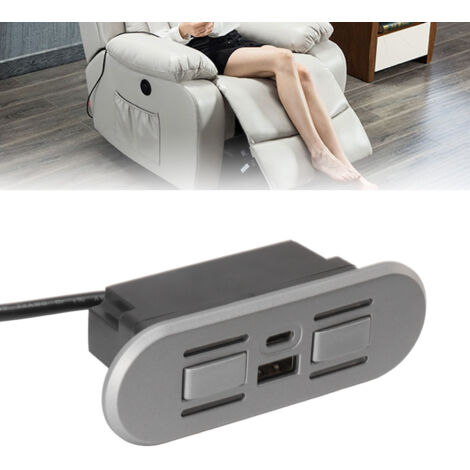 [Interruptor de control para sillón reclinable] [Puerto USB tipo C de 5 pines] [ABS 12–29 V] Control remoto para sillón reclinable eléctrico con puerto de carga para la sala de estar