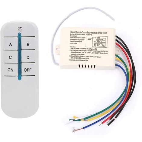 Interruptor de Control Remoto - 4 vías Encendido/Apagado 220 V Práctico transmisor Receptor de luz de Pared inalámbrico Digital Antiinterferencias