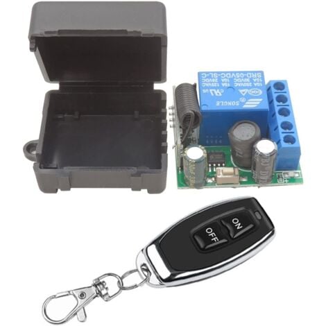 DPZO Interruptor de control remoto inalámbrico de 433 MHz, receptor de relé de control de radio de 1 canal de 5 V, 12 V y 24 V con 1 transmisor y llavero, controlador de relé de contactos libres de potenci