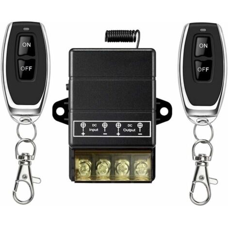 Interruptor de control remoto, relé de CC 12 V/24 V/48 V/72 V/30 A para alarma antirrobo y sistemas de seguridad con persianas (interruptor de control remoto negro)