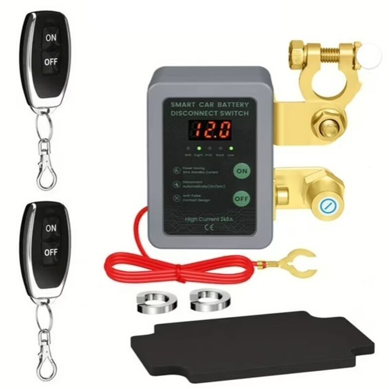 Interruptor de corte de batería universal de 12 V/24 V para camiones, pantalla gris, control remoto inteligente, antidescarga.
