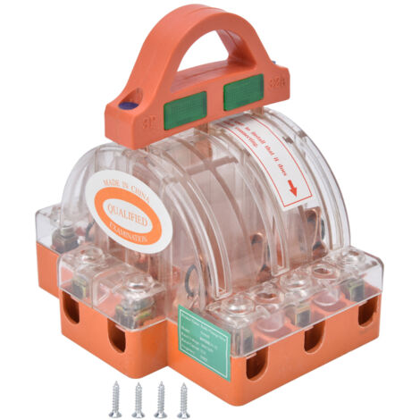 Interruptor de cuchilla de tres polos, 380 V CA, 32 A, con indicador LED, carcasa de cobre transparente, interruptor de cuchilla de doble posición.