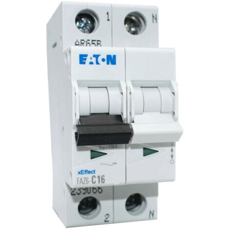 Interruptor de Eaton FAZ6 16A 1P+N de la Curva C 6 KA, 2-gang 239066