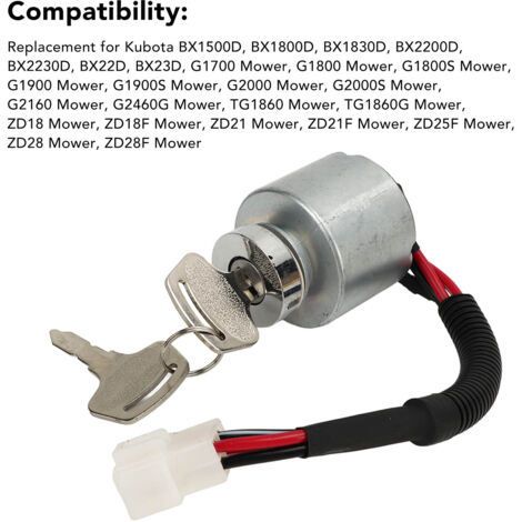 Interruptor de encendido con llave 66101 55200 con llaves, compatible con Kubota BX TG ZD