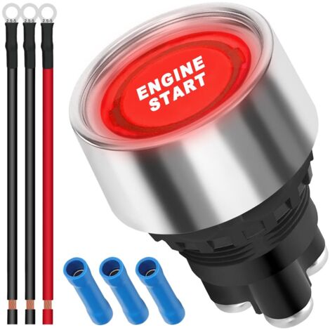 Interruptor de encendido de 12 V-24 V/50 A, botón de encendido momentáneo de motor, botón de encendido LED azul, botón de arranque y parada del vehículo, SPST ON-OFF, rojo