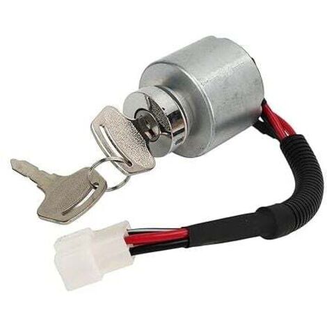 Interruptor de encendido del motor, cerradura de encendido con 2 llaves, interruptor de arranque, 66101-55200, compatible con Kubota BX1500D y BX1800D.