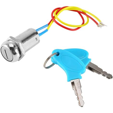 Interruptor de encendido universal de 2 cables, interruptor de bloqueo de encendido con llave para motocicleta Interruptor de encendido de 2 cables para scooter eléctrico ATV Ciclomotor Go Kart Motoci