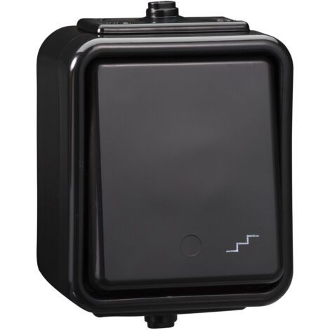 Interruptor de escalera de superficie, IP44, cedro negro