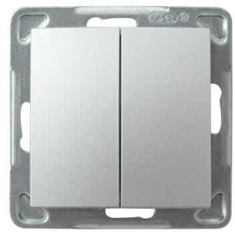 Interruptor de escalera doble Impresja Silver PT sin marco