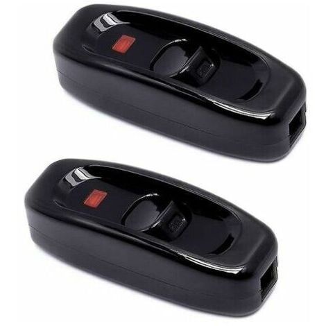 Interruptor de lámpara, 2 unidades, interruptor de lámpara en línea negro de 250 V 10 A, interruptor intermedio con indicador LED, interruptor de cable en línea para lámpara de mesita de noche o lámpa