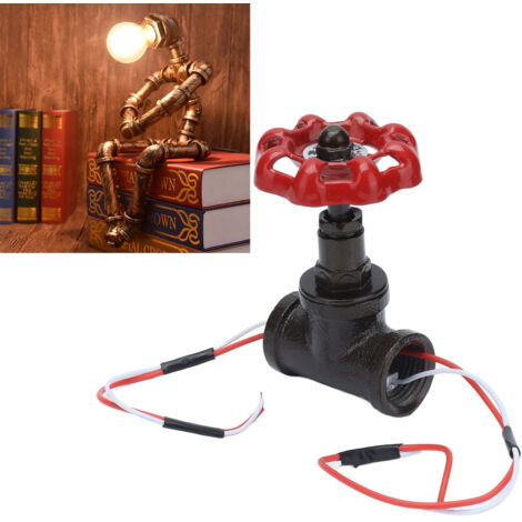 [Interruptor de lámpara] + Robusto + [Interruptor de cable Steampunk vintage para lámpara de escritorio robot industrial G3/4 12V/120V bronce-aluminio con botón rojo]