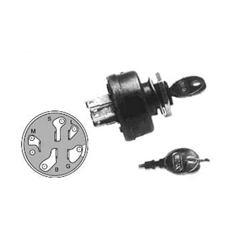 Interruptor De Llave De 3 Posiciones Mtd (On, Off, Contacto) 5 Pines Metal Con Tuerca Y Llaves 725-0267b