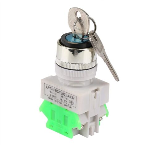 Interruptor de llave giratorio de 3 posiciones, selector de interruptor de llave giratorio de 2 botones, soporte de 22 mm