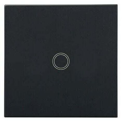 Interruptor de luz, 1 unidad, 1 vía, interruptor táctil de pared negro con indicador LED, interruptor de luz con panel de vidrio templado, sin cable neutro (carga máxima: 500 W)