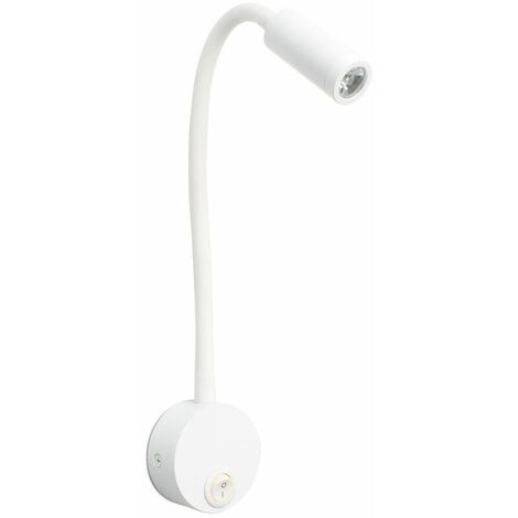 Interruptor de luz de trabajo de lectura Cabecero de pared con cuello de cisne flexible (Blanco, 1W)