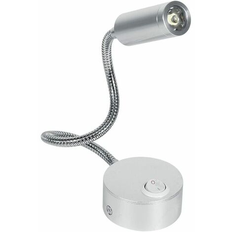 Interruptor de luz de trabajo de lectura Cabecero de pared con esponja flexible (Plata esmerilada, 1W)