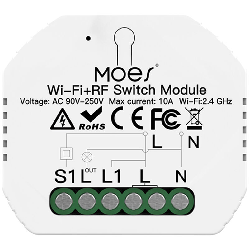 

Interruptor de luz inteligente Wi-Fi, Modulo de interruptor de Wi-Fi y RF,Blanco, 1 pieza