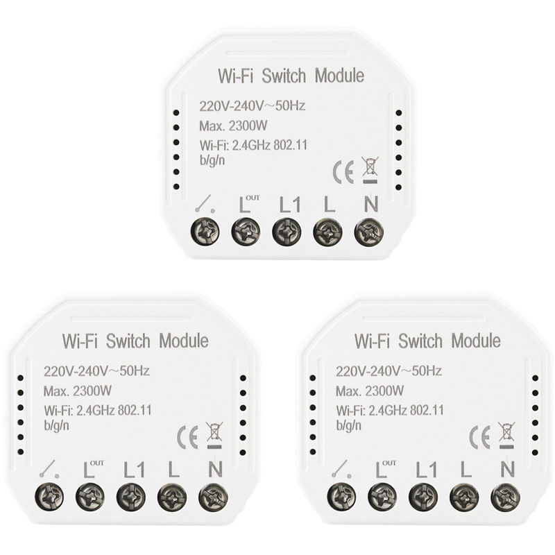 

Interruptor de luz inteligente wifi, modulo de interruptor de bricolaje, 3 piezas