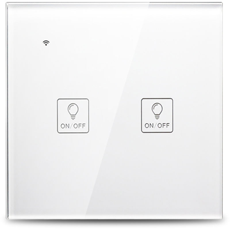 

Interruptor de luz tactil de pared WiFi inteligente, control de voz, blanco, 2 cuadrilla