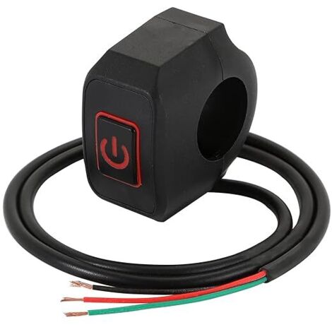 Interruptor de manillar de motocicleta de 22 mm y 7/8'', botón momentáneo para arranque eléctrico, botón interruptor impermeable con luz LED