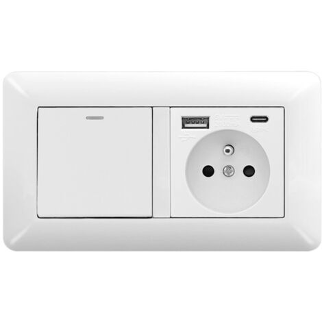 Interruptor de Pared + Enchufe USB + USB-C – Dúo Moderno para Renovación