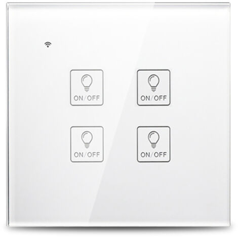 Interruptor de pared táctil inteligente Wi-Fi, cristal, control por voz, Google Home, temporizador, enchufe compartido, blanco, 4 módulos