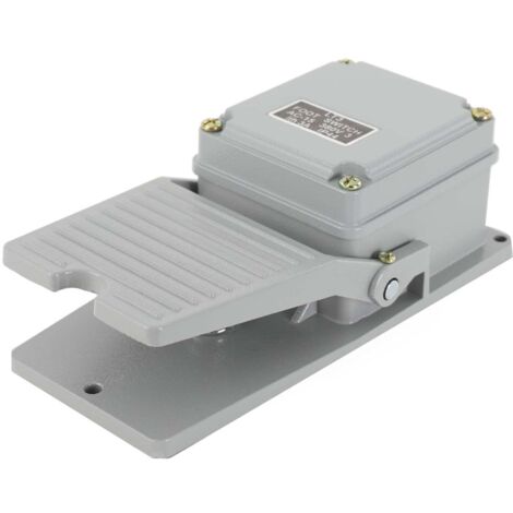 Interruptor de pie, interruptor industrial antideslizante LT3, interruptor de pie de aluminio gris, 220 V/380 V, 15 A, IP62, contactos momentáneos