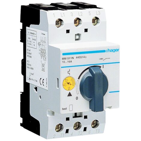 Interruptor de protección del motor Hager 10-16A 2,5 módulos 3 pines MM511N