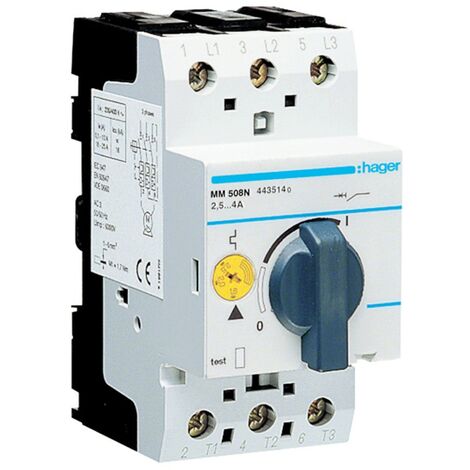 Interruptor de protección del motor Hager 2,5-4A 2,5 módulos 3 polos MM508N