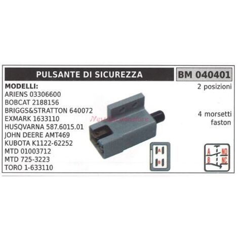 Interruptor de seguridad BRIGGS&STRATTON modelos ariens 03306600 bobcat 040401