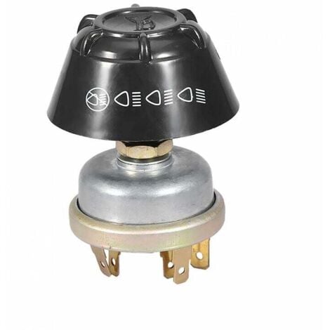 ONTWAY Interruptor de tractor, 12 V, impermeable, con luz y bocina, botón pulsador metálico para tractor Massey Ferguson (plateado y negro)