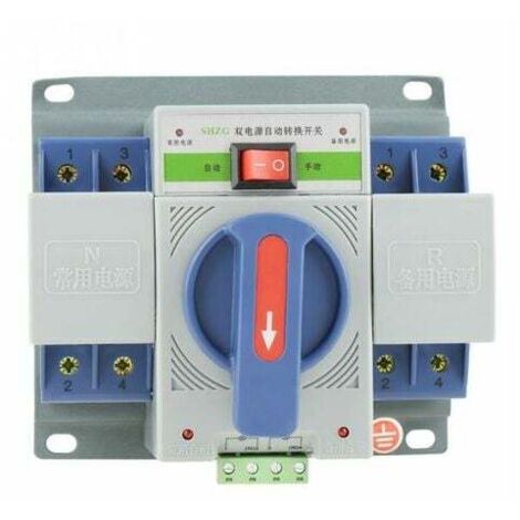 interruptor de transferencia automático de 220 V, 63 A, 2 polos, miniconmutador de doble potencia.