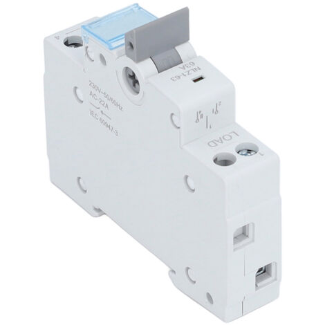 Interruptor de transferencia manual de doble alimentación 63 A 1P MTS, disyuntor para montaje en riel DIN para autocaravanas y viviendas de 230 V CA
