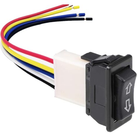 Interruptor de ventana universal de 5 pines con interruptor y arnés de cableado, 12 V CC, interruptor de elevación momentáneo