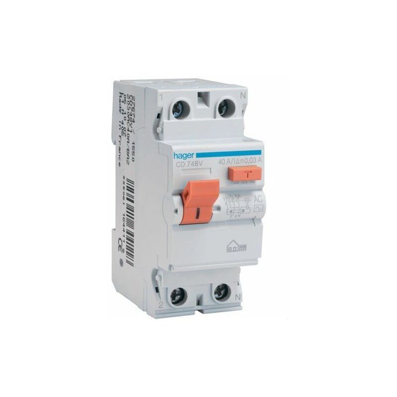 

Interruptor diferencial 2P 25A 30 mA AC VIVIENDA CD728V - Hager