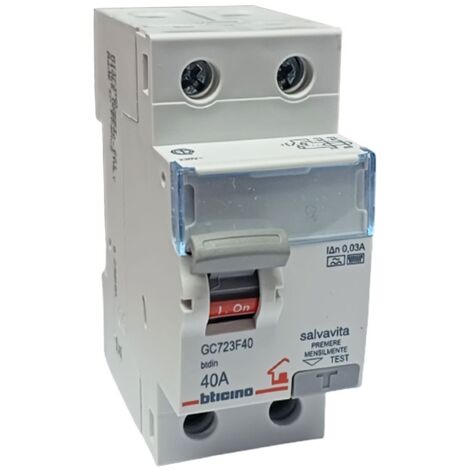Interruptor diferencial Bticino 40A 2P 30 MA F 2 módulos GC723F40