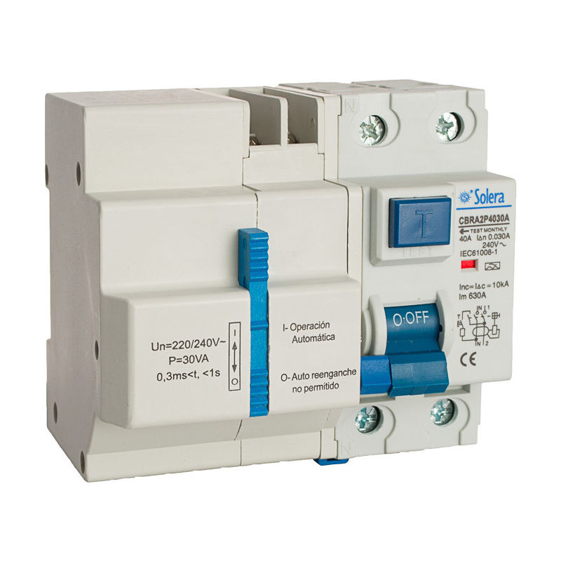 

Interruptor diferencial con rearme 2 polos 40A 10kA (Solera CBRA2P4030A)
