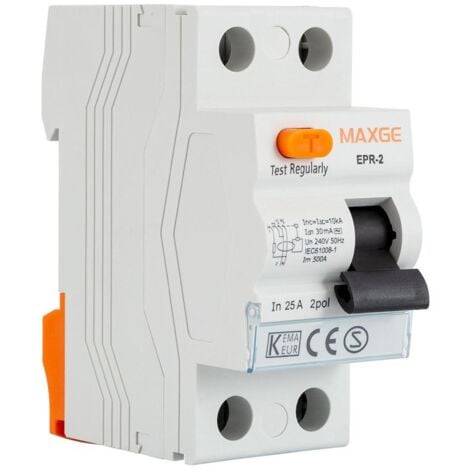 Interruptor Diferencial Industrial 2P 30mA 25-40A 10kA Clase AC MAXGE 25 A