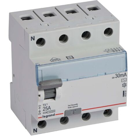 Interruptor Diferencial Industrial 4P 30mA 25-40A 10kA Clase AC LEGRAND TX³ 403004 25 A
